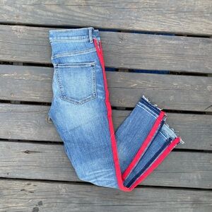 Express red and navy blue accent skinny Jean